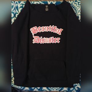 Beautiful Disaster Off the Shoulder Sweater. Size Med. Pink and Black.